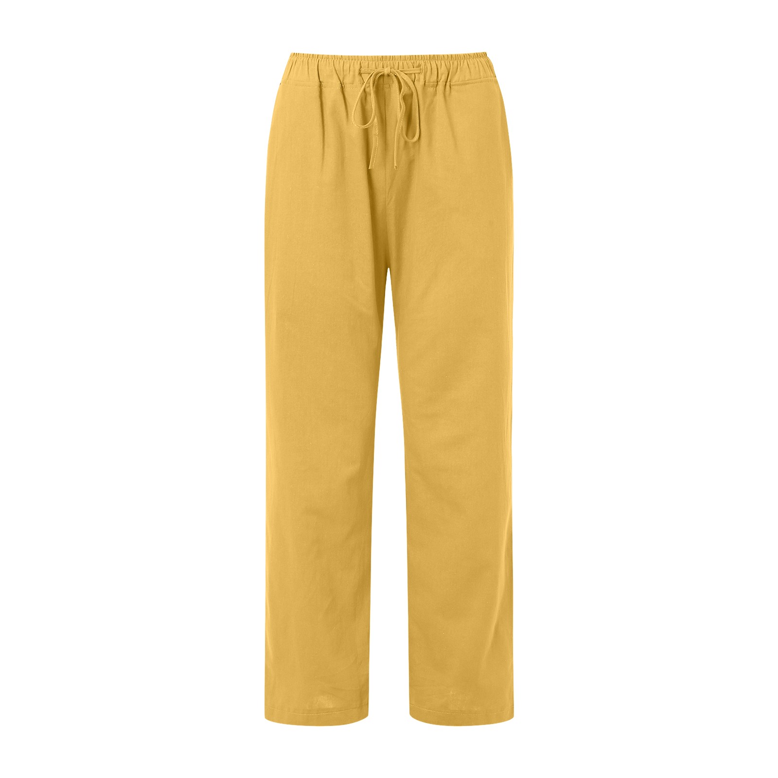 thumbnail image 4 of Pantalones anchos de cintura alta para mujer: pantalones elásticos con cordón, cómodos pantalones largos rectos con bolsillos, poliéster, para todas las ocasiones, 4 of 5